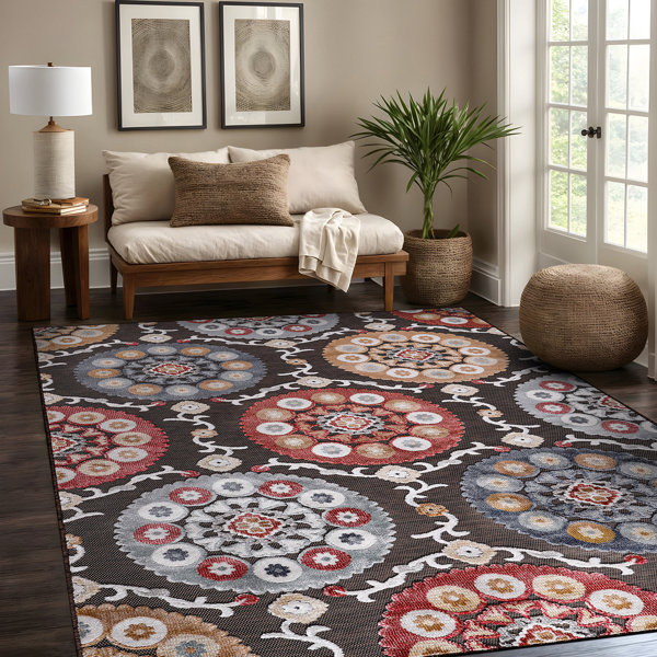 Lark Manor Chartier Brown/Red/Gray Indoor/Outdoor Rug & Reviews Wayfair